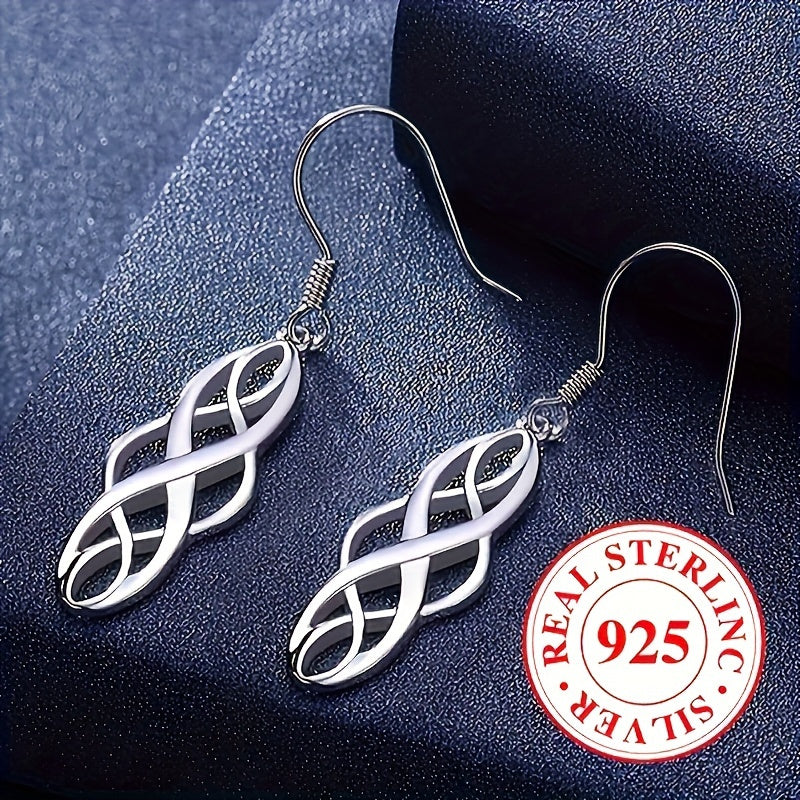 3 Pairs Sterling 925 Silver Hypoallergenic Ear Jewelry Hollow Celtic Knot Design Dangle Earrings Elegant Simple Style Daily Casual