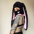 Wool Punk Sweet Cool Style Hood Bunny Ears Mask Hood Sweet Cool Hottie Hand- Thickened Warm Hat Ladies Novelty Hat