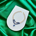 Lapis Lazuli Necklace Pearl Handmade Dark Blue Necklace