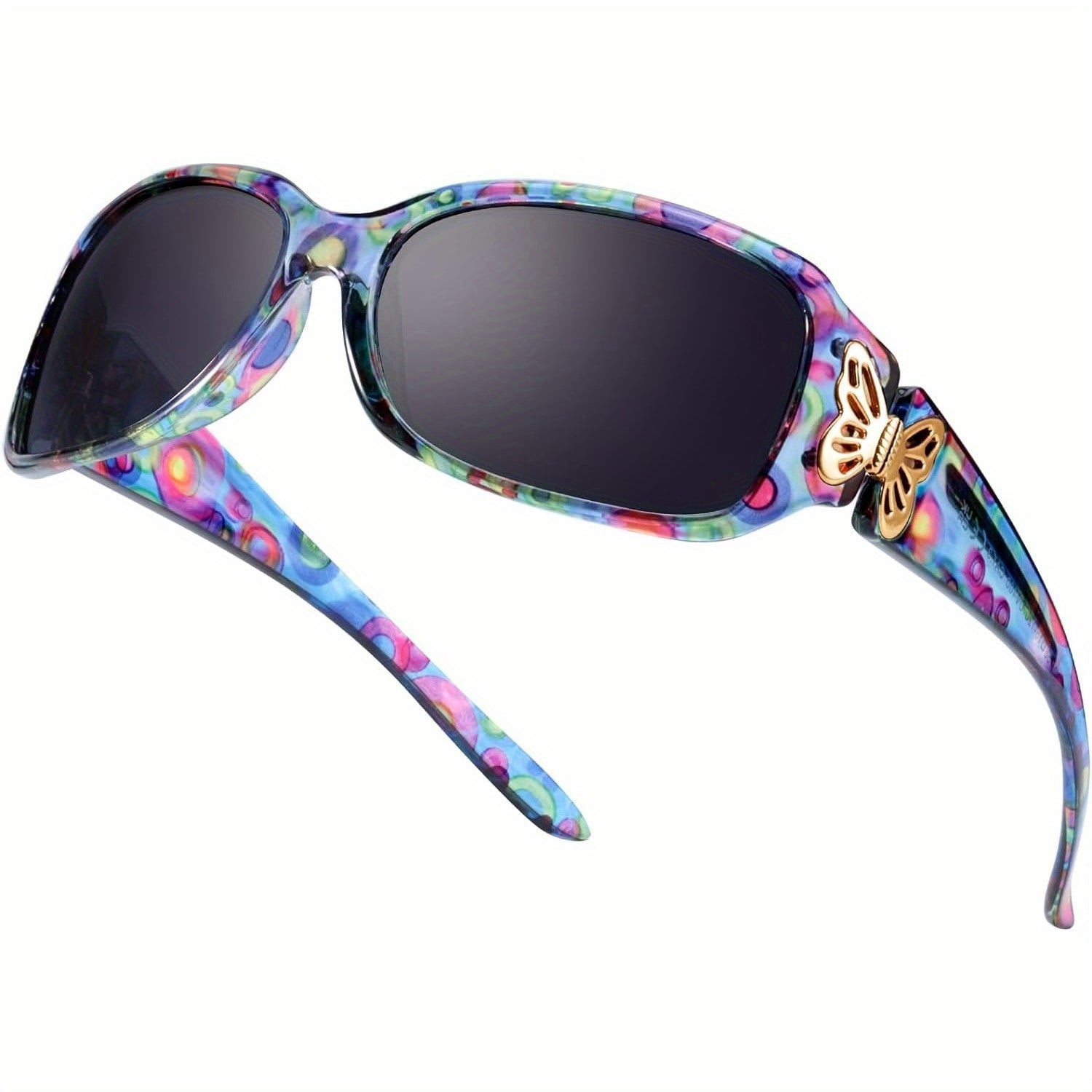COOLEAR Sunglasses for Polarized UV400 Protection Wrap Around Sunglasses Trendy Butterfly Decor Fashion Accessories.Suitable for Men And Women.
