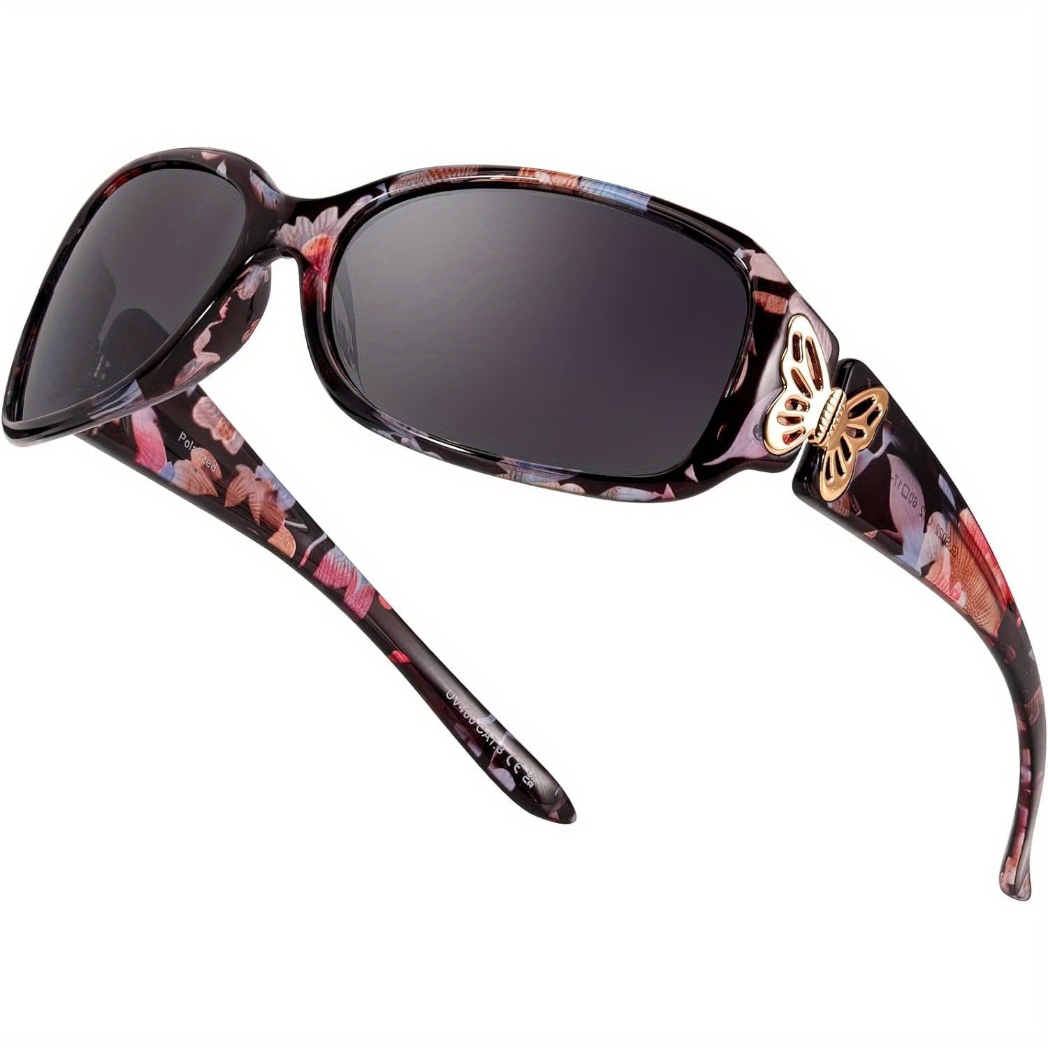 COOLEAR Sunglasses for Polarized UV400 Protection Wrap Around Sunglasses Trendy Butterfly Decor Fashion Accessories.Suitable for Men And Women.
