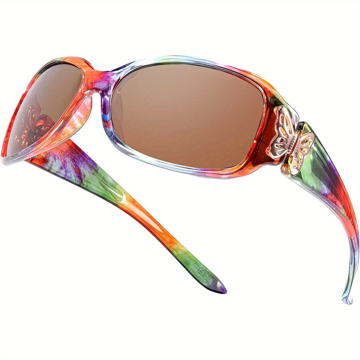 COOLEAR Sunglasses for Polarized UV400 Protection Wrap Around Sunglasses Trendy Butterfly Decor Fashion Accessories.Suitable for Men And Women.