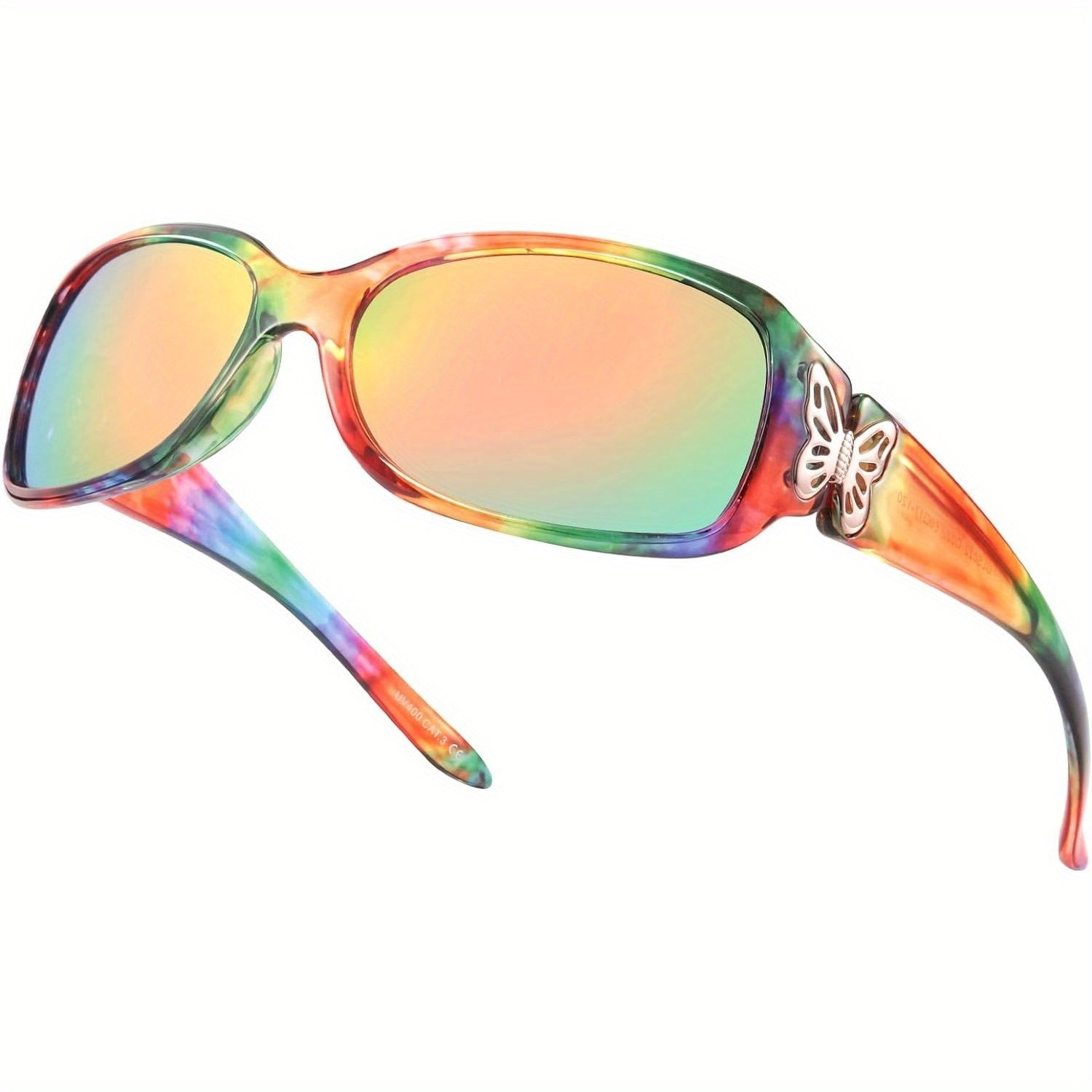 COOLEAR Sunglasses for Polarized UV400 Protection Wrap Around Sunglasses Trendy Butterfly Decor Fashion Accessories.Suitable for Men And Women.