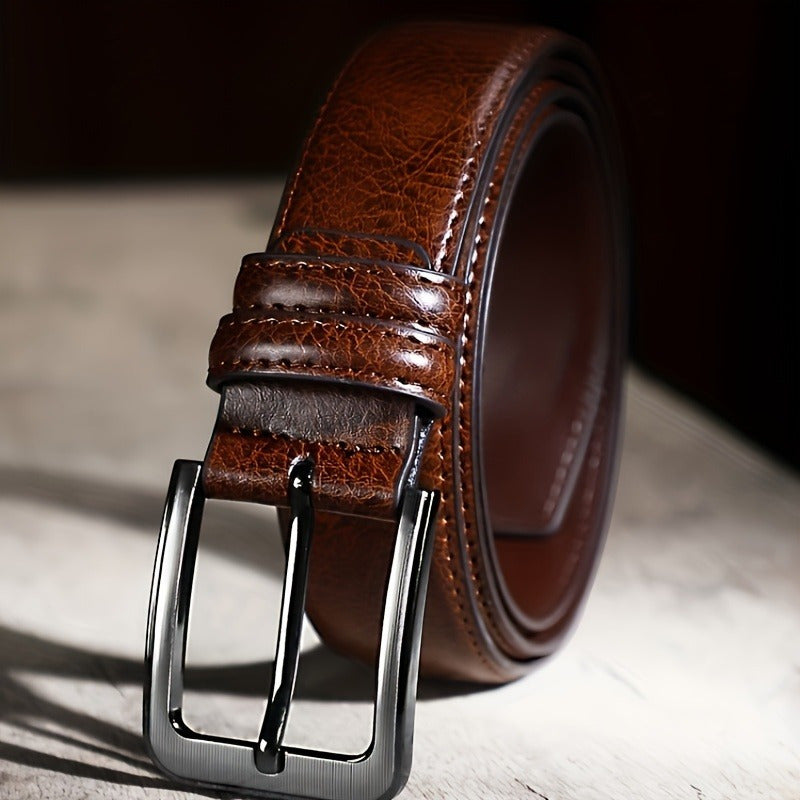 2pcs Men'S Leather Pin Buckle Casual Retro Leather Belt Youth Jeans Belt, Father'S Day Giftvalentine'S Day