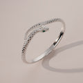 Adjustable Snake-Themed Bracelet Made of 925 Sterling Silver, Featuring Hypoallergenic Properties, Green Zirconia Eyes, Floral Accents, And a Creative Zodiac Snake Design, Perfect for a Retro Punk Style