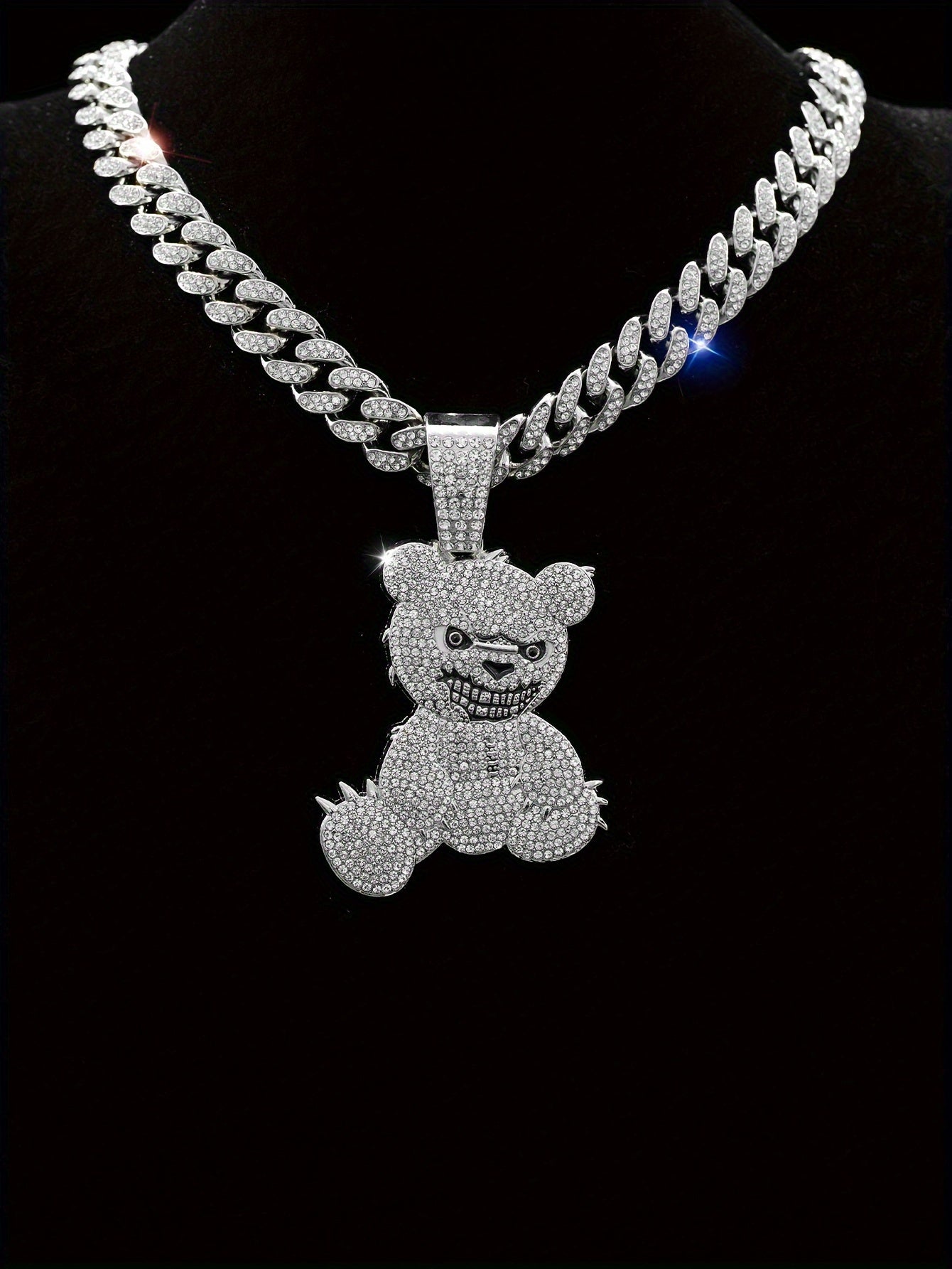 The Hip-hop Bear Pendant 925 is perfect for daily wear at parties, music festivals and gatherings