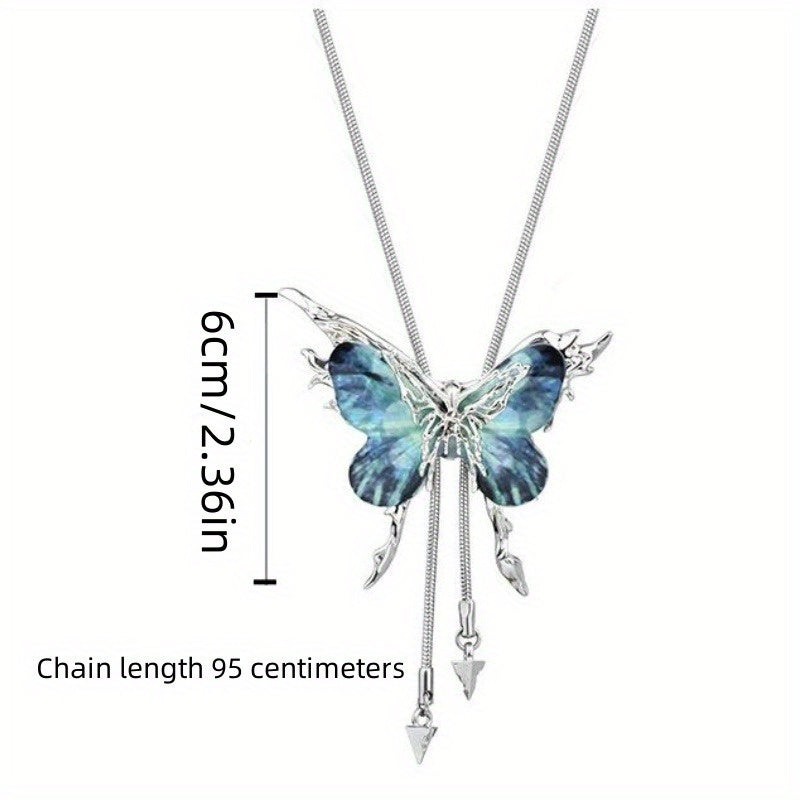 Chic Butterfly Y-Shaped Necklace Designed for Women - Stylish Synthetic Cubic Zirconia Chain That Rests on The Collarbone, Perfect for Any Season And Ideal for Everyday Outfits