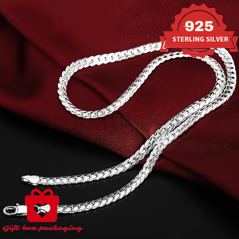 925 Sterling Silver Snake Bone Necklace, Handmade, Suitable For Men And Women, Gift For Her/mom/girlfriend, Christmas, Valentine'S Day, Birthday, Gift Box Packaging, Buy Three Get One Free, Total Weight Of The Product(Silvery Gram Weight 6.25g)