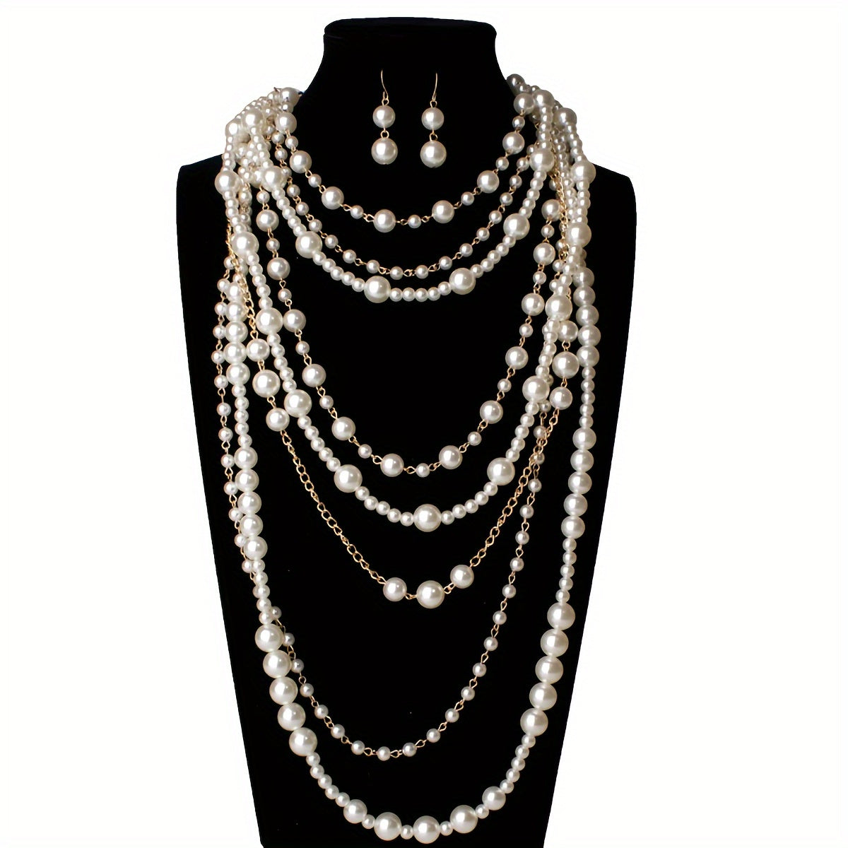 Chic Boho Layered Imitation Pearl Long Necklace, Perfect for Casual And Party Looks, Stylish Sweater Chain Accessory