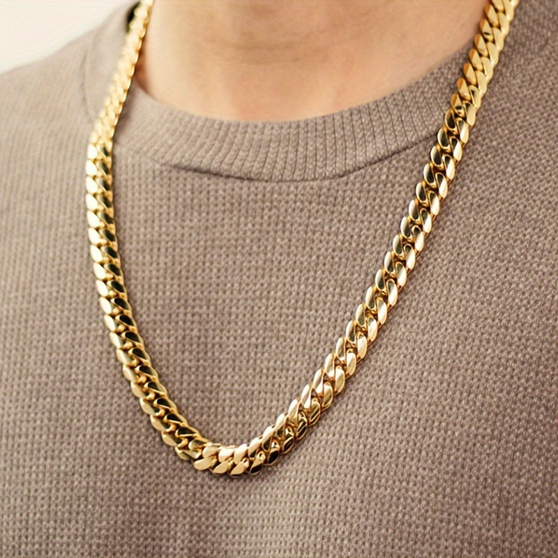1pc to My for Man New Golden Cuba Necklace - 304 Stainless Steel Chain, Hip Hop Fashion Trendy Jewelry, Perfect Gift for Him On Father's Day, Birthday, Mother's Day, And More Special Occasions