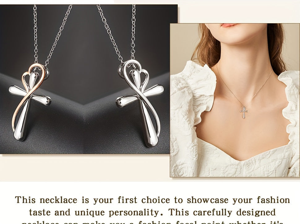925 Sterling Silver Love Cross Women's Pendant Necklace Jewelry Gift for Mother, Soulmate, Girlfriend