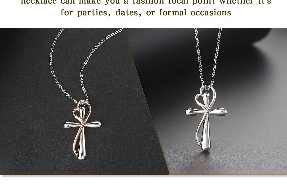 925 Sterling Silver Love Cross Women's Pendant Necklace Jewelry Gift for Mother, Soulmate, Girlfriend