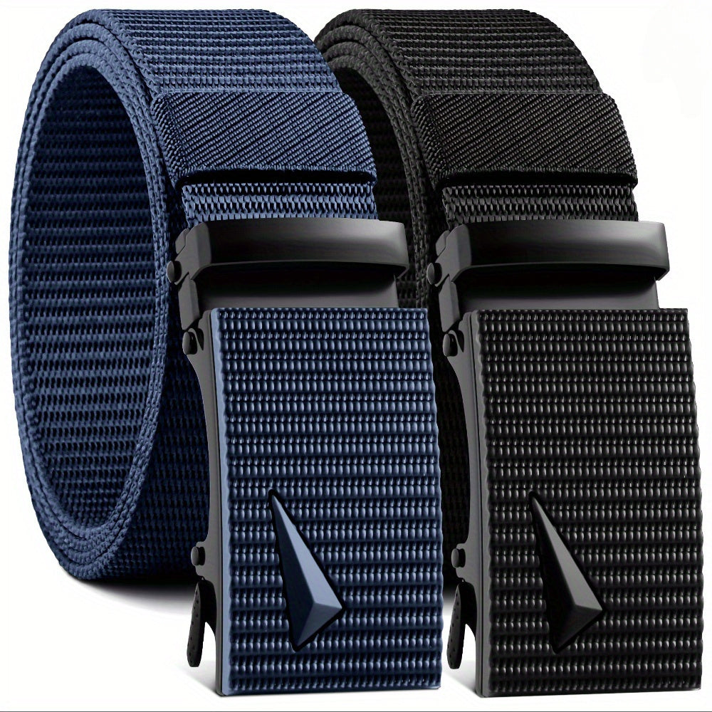 2pcs Men's Casual Waist Belt Ratchet Belt Automatic Buckle Adjustable Belt - Outdoor Work Belt Casual Shorts Jeans Fashion Simple Versatile Suitable for Daily Commuting Party Wear