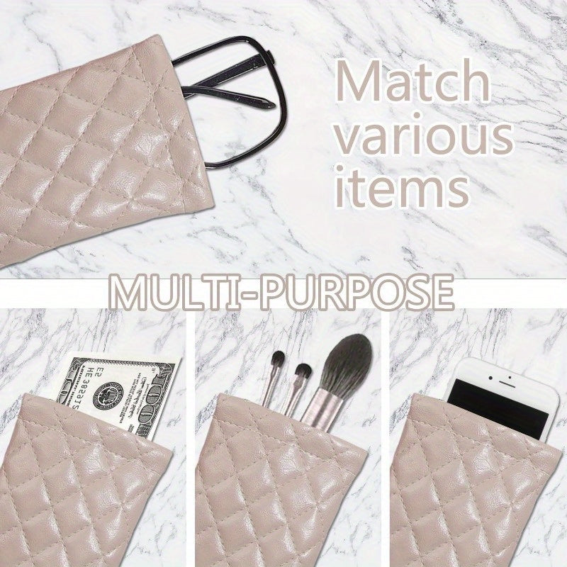 8pcs Fashion New Bag PU Leather Elastic Mouth Portable High End Waterproof Glasses Bag Storage