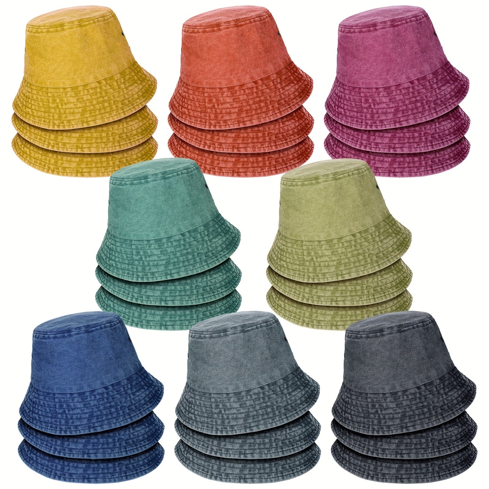 24 Pcs Bucket Hat Bulk For Women Men Cotton Summer Sun Hat Unisex Denim Travel Beach Fishing Outdoor Summer Hats Multicolor Bucket Cap For Adult