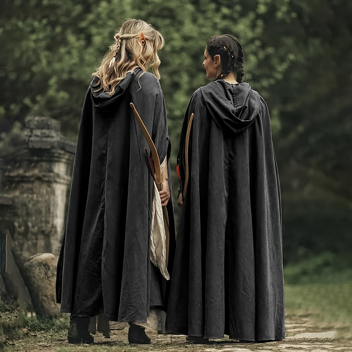 Medieval-Style Hooded Cloak for Women, Perfect for Halloween, Featuring Arm Openings And No