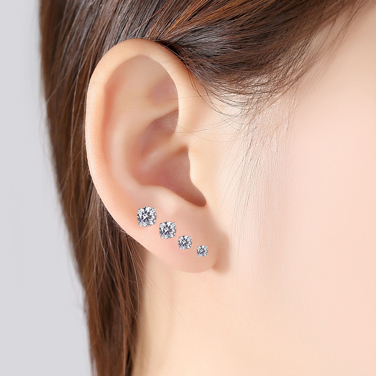 PINANNIE 3 Pairs 925 Sterling Silver Stud Earrings for Women, 4mm 5mm 6mm Small Round Studs Set, Hypoallergenic Minimalist Earrings, Classic Jewelry Gift for Her
