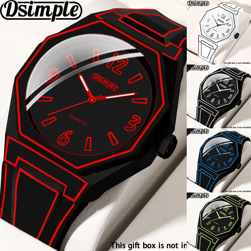 [ Unique Watches for Men] 1pc Fashion Unisex Creative Wrist Watch, Red Silicone Strap, Round Dial, Analog Quartz Watch, Student | Casual | Outdoor Must Have, Best Gift