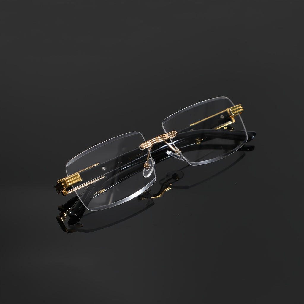 1 Pair Men's Metal Rimless Retro Anti Blue Light Classic Simple Business Flat Fashion Glasses