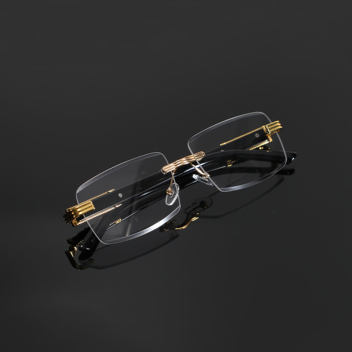 1 Pair Men's Metal Rimless Retro Anti Blue Light Classic Simple Business Flat Fashion Glasses