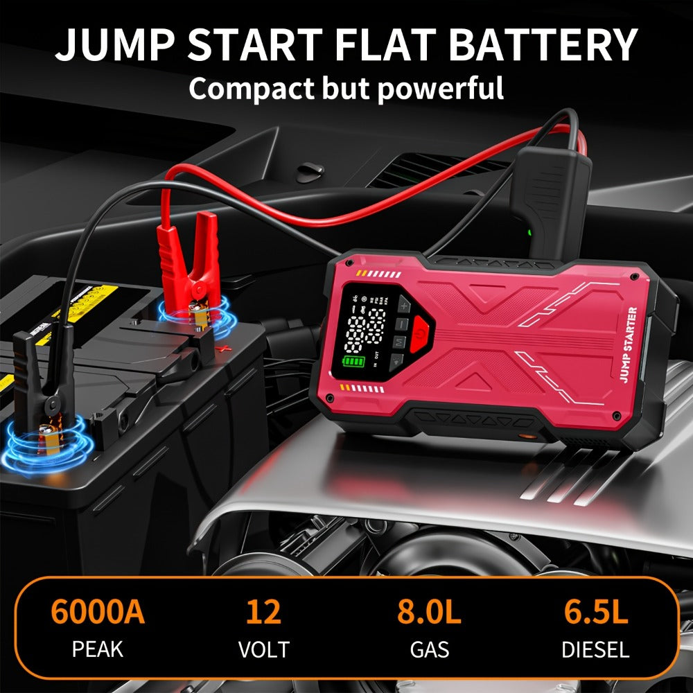 Jump Starter with Air Compressor, Portable Car Jump Starter, 5000A&7000APeak, Jump Starter Battery Pack With150PSI Digital Tire Inflator, Car Battery Jump Starter for 10.L Gas Or 2.38gal Diesel Fast Charging USB Output, LED Emergency Lighting