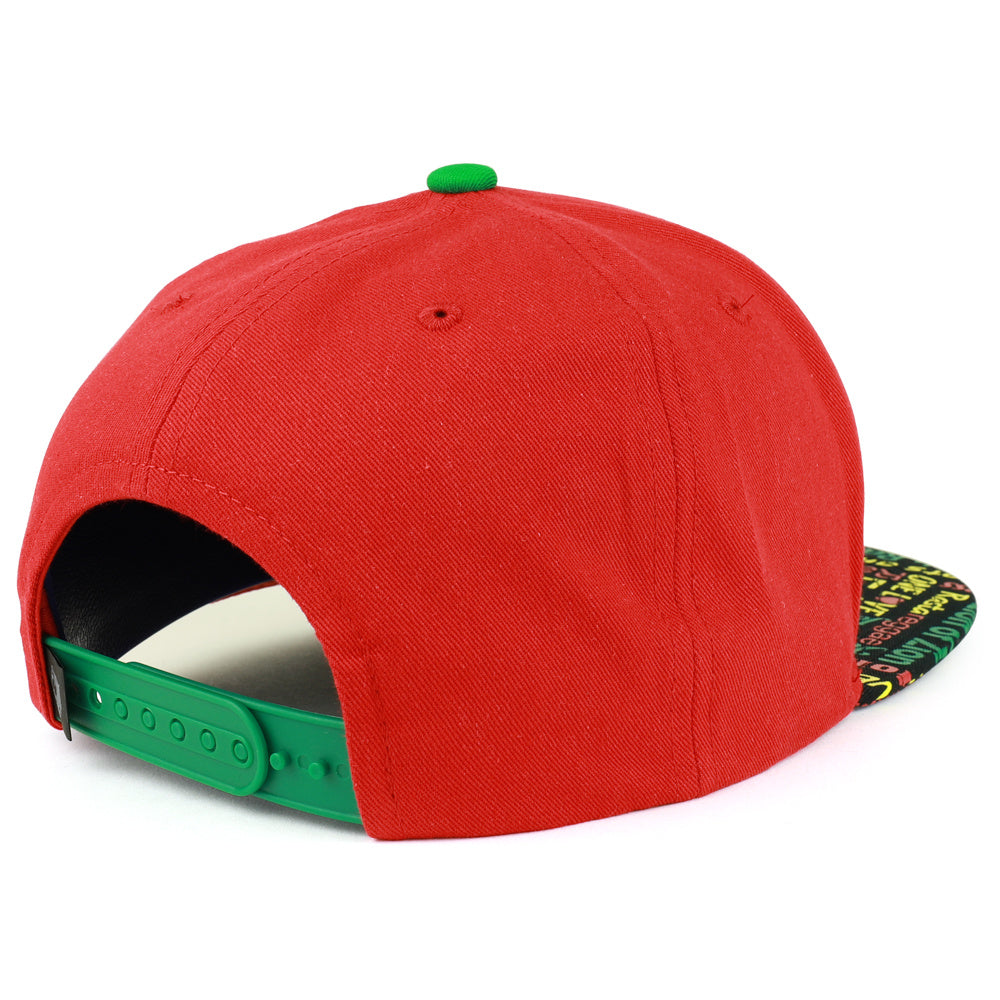 Rasta MJ Leaf 3D Embroidered Flat Bill Snapback Cap