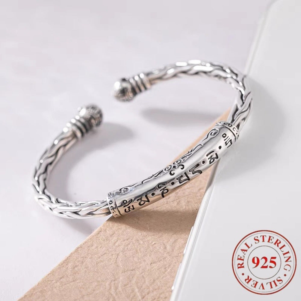 925 Sterling Silvery Silver Motto Bracelet, Six Character Motto, Retro Fashion, Simple And Elegant, Valentine's Day Gift