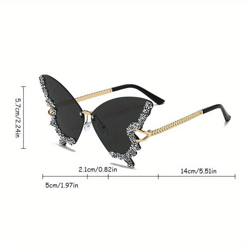 1pc Butterfly Rhinestone Rim Women's Fashion Glasses - Sparkling Decorative Eyewear with PC Lens for Parties, Events & Photo Shoots, Event Accessories | Glamorous Glasses | Elegant Design