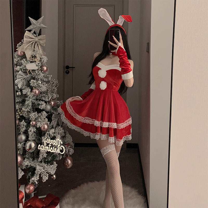 SD-6219  Sweet bunny girl Christmas outfit cute plush sexy suspenders sexy lingerie slim uniform suit