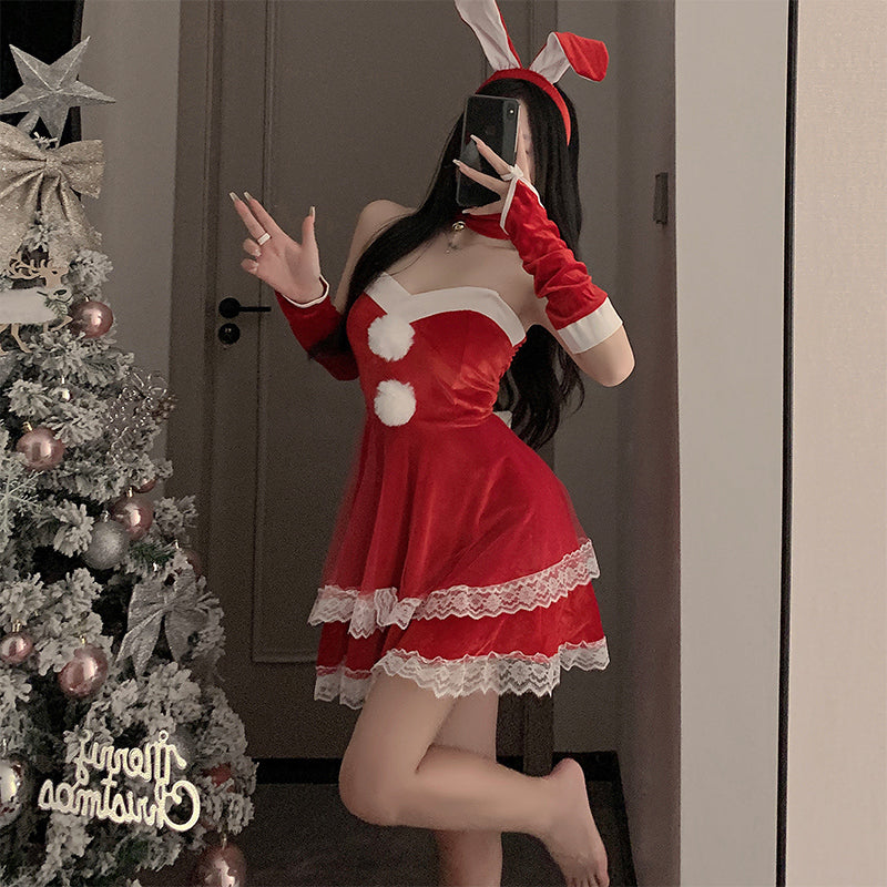SD-6219  Sweet bunny girl Christmas outfit cute plush sexy suspenders sexy lingerie slim uniform suit