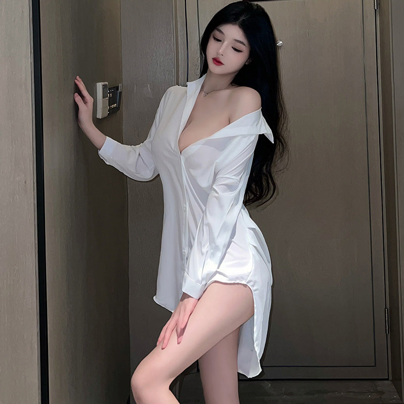 T-1366  Boyfriend style shirt large size sexy pajamas