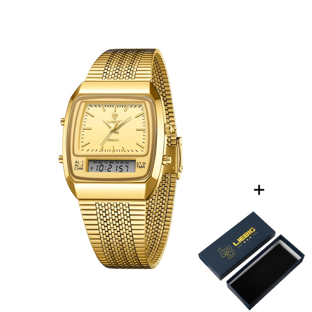LIEBIG Dual-Display Electronic Quartz Wristwatch for Men and Women, Casual and Fashionable, Trendy Style, Gift Choice, Suitable as a Men's Gift, Luxurious Configuration, Business Watch with Watch Box