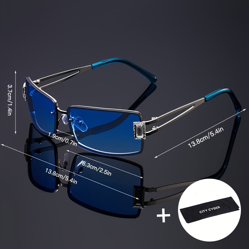Extra-Large Luxury Square Decorative Party Glasses Stylish Retro Personalized Elegant Eyewear For Men, Women, Parties, Includes A Microfiber Cleaning Cloth