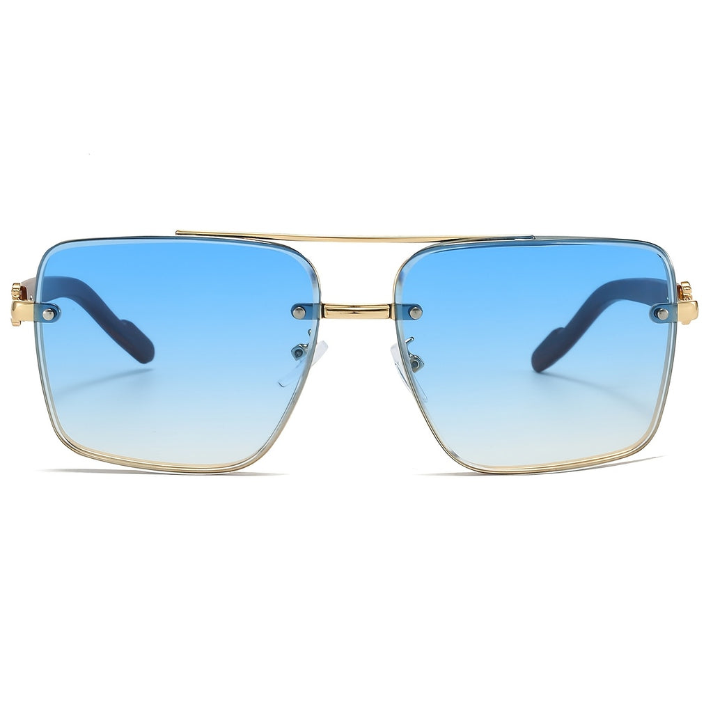 VIUIRNKA Women's Fashion Glasses, Unisex Square Fashion Frame with Unique Double Bridge Design, Vintage Wood Grain Texture, Light Luxury Style, Sun Protection, Suitable for Daily Wear, Driving, Travel, and Street Photography, Ideal for Various
