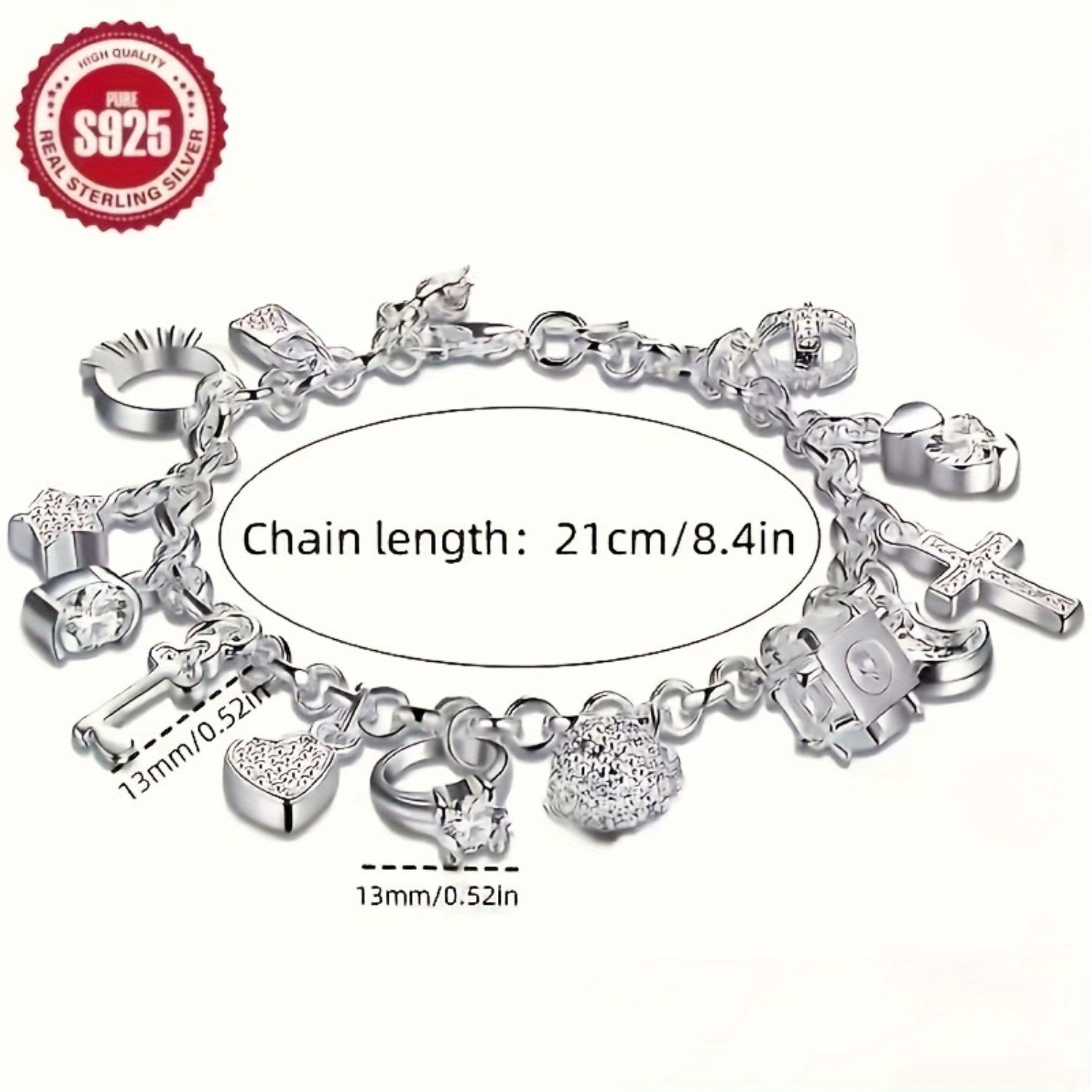 2pcs Women's 925 Silver Bracelet Set, S925 Love Synthetic Synthetic Zirconia Tennis Bracelet And Retro Multi Element Bracelet, Classic Retro Luxury Style, Analog Synthetic Synthetic Zirconia Mosaic, with Gift for Daily Wear, Total Weight