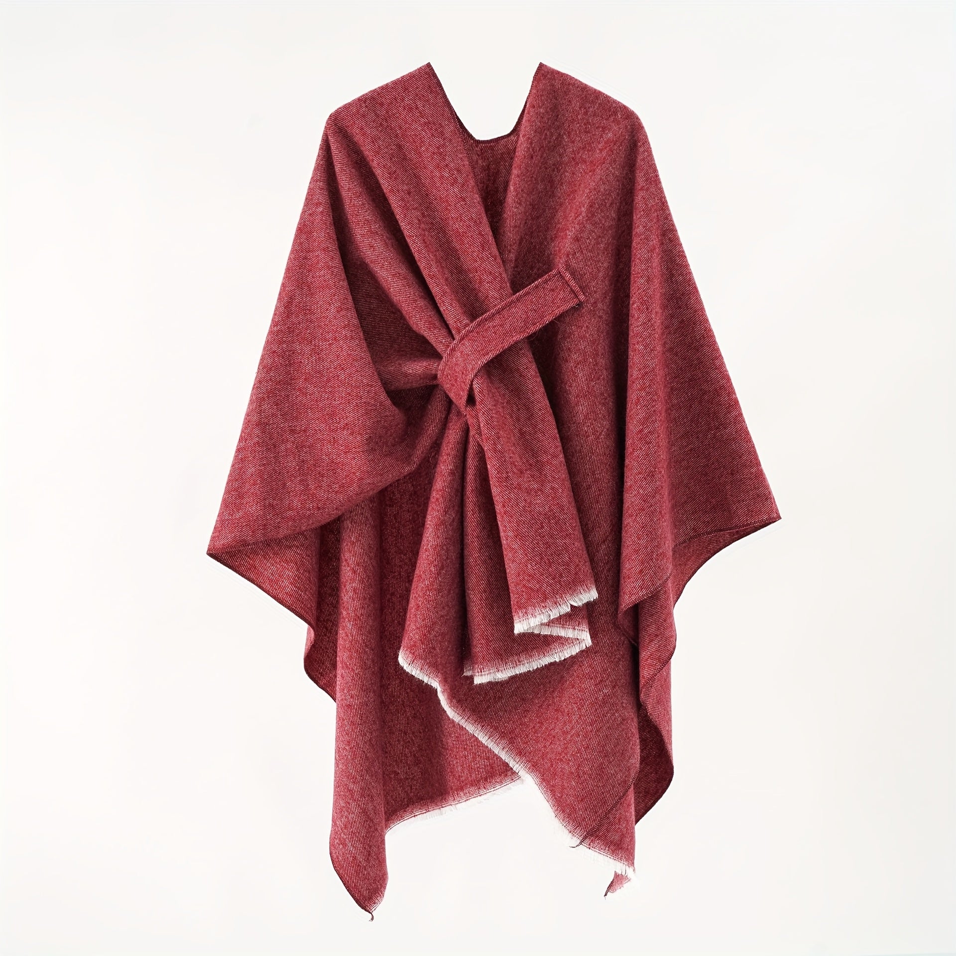Elegant Specialties Women'S Plus-Size Cardigan Shawl - V-Neck, Asymmetrical, Solid Color, Acrylic, Casual Oversized Open-Front Sweater for Fall/Winter