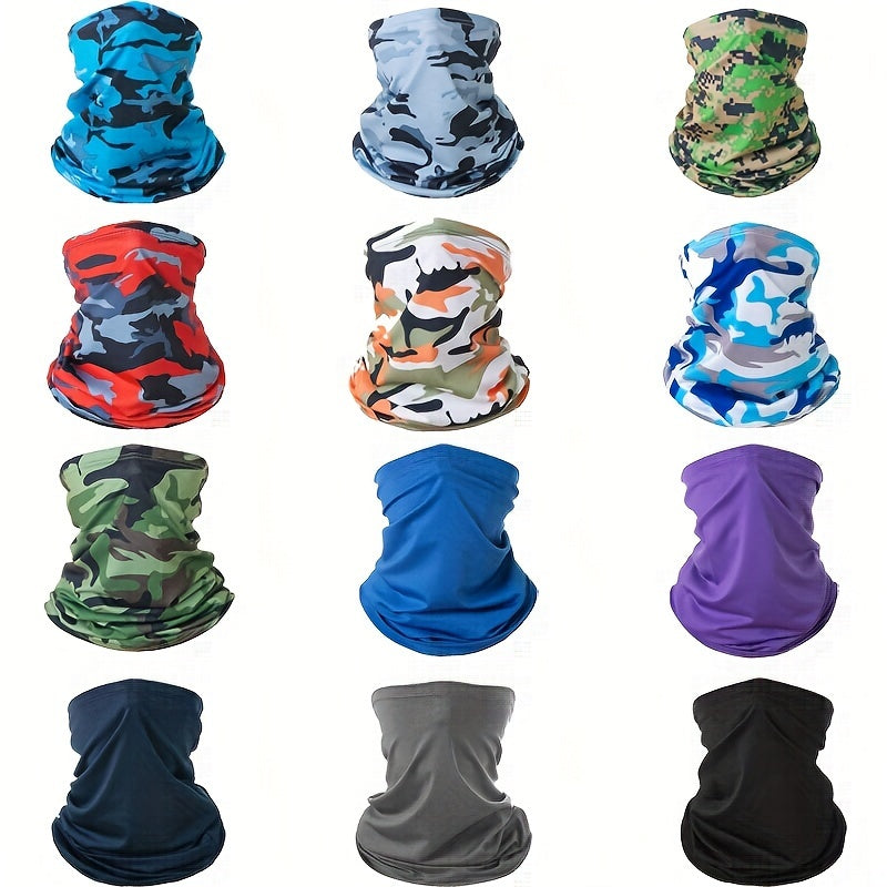 12Packs Sun Face Mask Cooling Neck Gaiter Balaclava Bandana for Men Women Scarf Breathable Neck Gaiter Face Scarf Mask Sun Bandana Running Windproof Bandana for Men Women Hiking, Cycling, Sports, Fishing