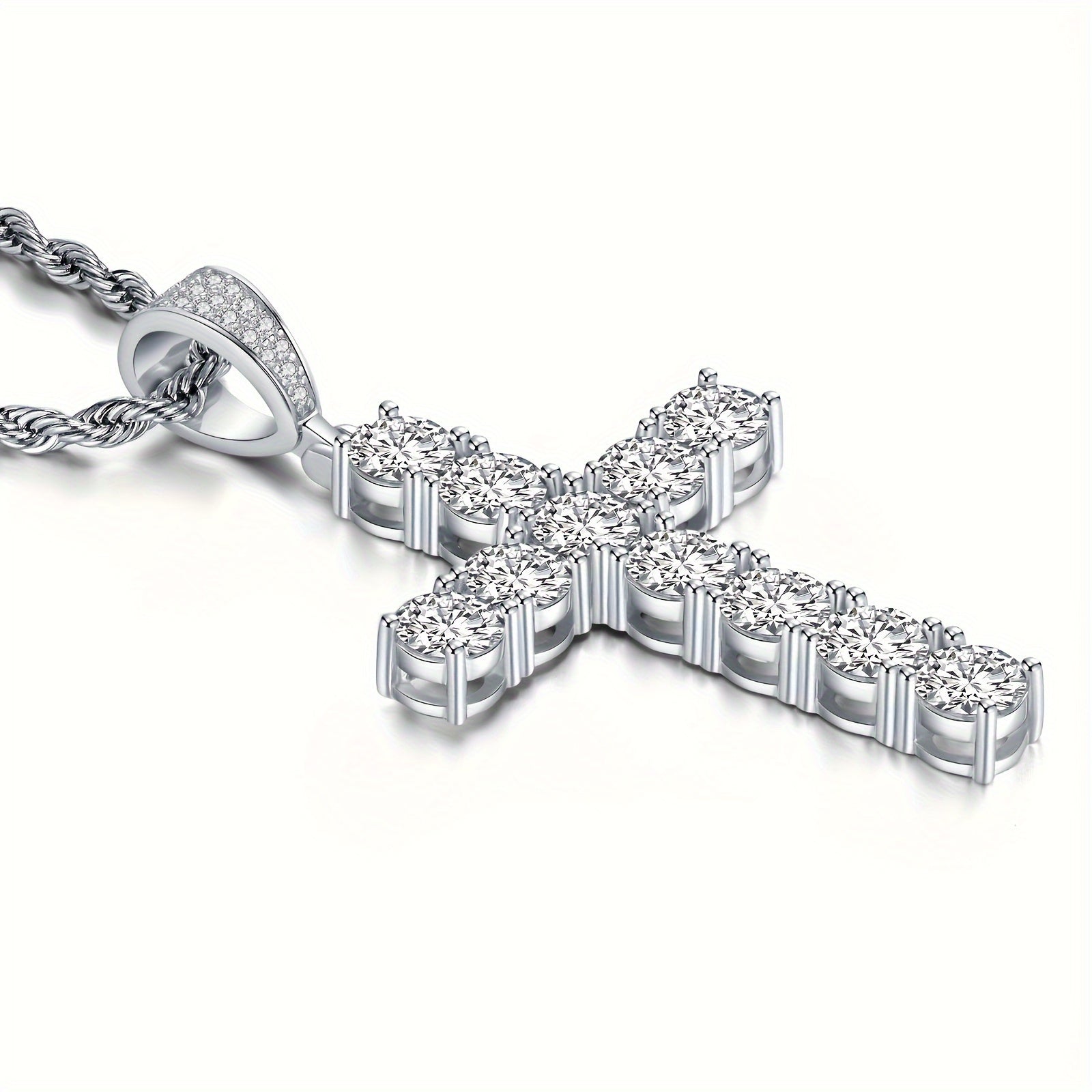 925 sterling Silvery cross pendant necklace - hypoallergenic, luxurious, and durable Men's jewelry - the perfect gift for lovers, friends, and rappers, suitable for banquets, parties, and special occasions