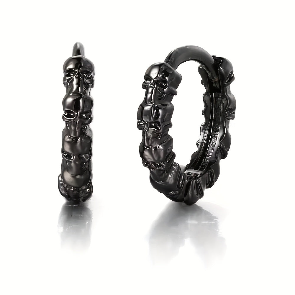 1 Pair of Fashionable Circular Earrings for Women, with Gothic Skull Design, Anti-Allergy, Suitable for Both Men And Women, As a Gift for Daily Halloween Parties