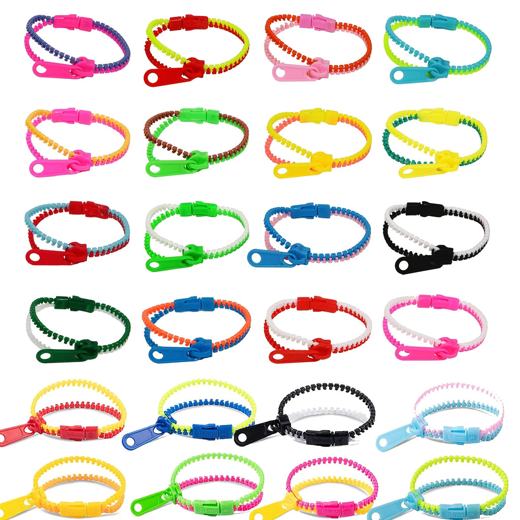 Set of 24 Plastic Zipper Bracelets, Ideal As Fidget Rings And Perfect Gifts for Party Favors, Goodie Bags, And Rewards for Those Aged 14 And Above