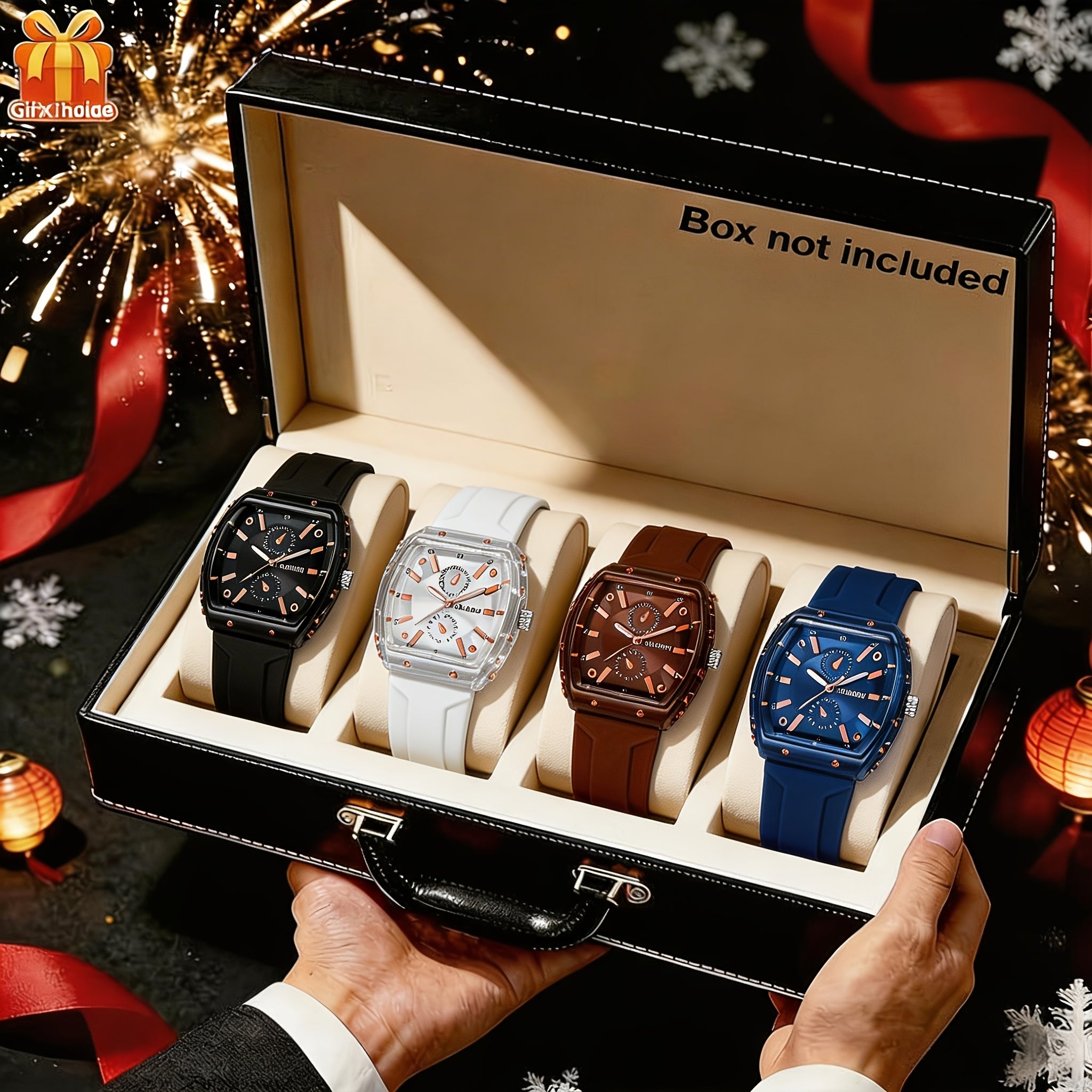 Set of 4 Fashion Men'S Quartz Watches | Casual, Sports, Minimalist Style with Alloy Case and Silica Gel Strap Watches for Men, Non-rechargeable Mens Watche Button Battery Ideal Choice for Gifts Wrist Watch Reloj Para Hombre.