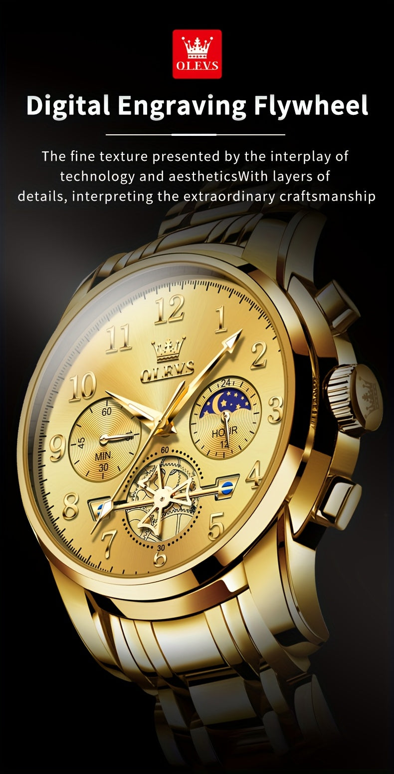 OLEVS Watches for Men Easy to Read Dress Classic with Calendar Business Dress Luxury Big Face Men Black Watch Luminous Mens Wrist Watch Stainless Steel Watch
