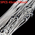 5pcs Set 925 Silver Plated Snake Chain Necklaces, 1mm Solid For Beads Chain, For Women Lady Men, Ideal Christmas Gift With A Gift Bag.