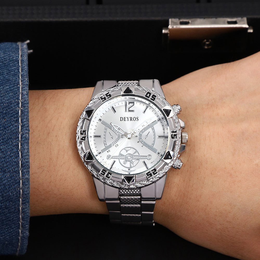 Set of 6 Men'S Watches, Stylish Classic Luxury Quartz Analog Timepieces in Stainless Steel, Perfect Gift Option for Men'S Wrist Watch, Reloj Para Hombre