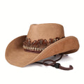 High Quality PU Leather Feather Wide Brim Western Cowboy Hat, Horseback Riding Western Cowboy Hat, Skull Feather Hat for Men And Women, Valentine's Day Gift