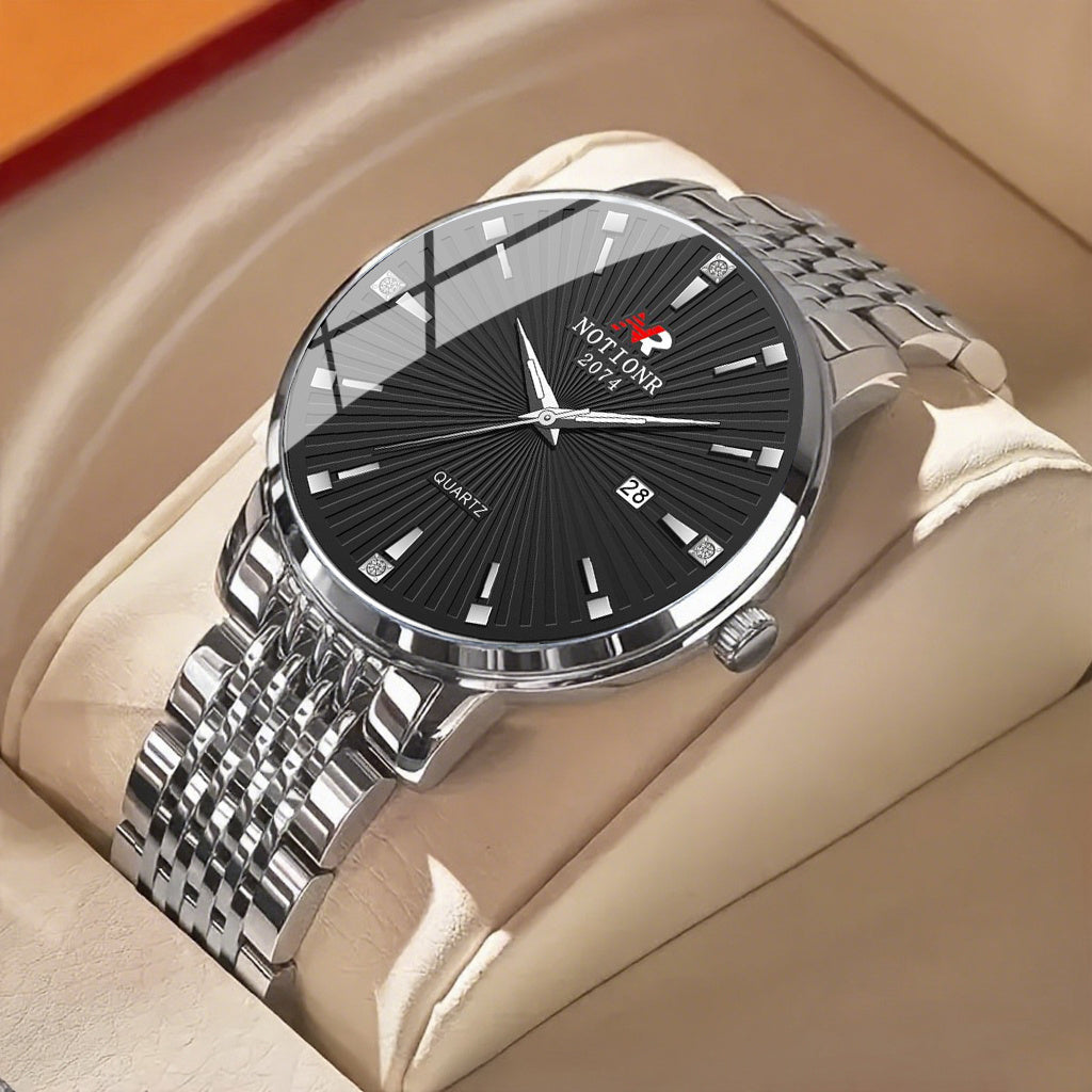 Men'S Wristwatch with a Stainless Steel Band, Featuring a Quartz Movement. This Minimalist Design Is Perfect for Business Occasions And Makes an Excellent Gift for Birthdays, Holidays, Or Valentine'S Day