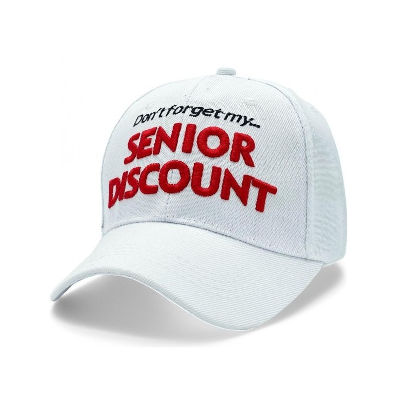 "SENIOR DISCOUNT" Embroidered BASEBALL CAP Adjustable, UV protection Design for Men, Perfect for Outdoor Activities, Casual, Fun Cap