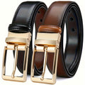 Fashionable Men'S Genuine Leather Belt, Reversible Design with Two Sides of The Buckle, Suitable for Business Men'S Belt