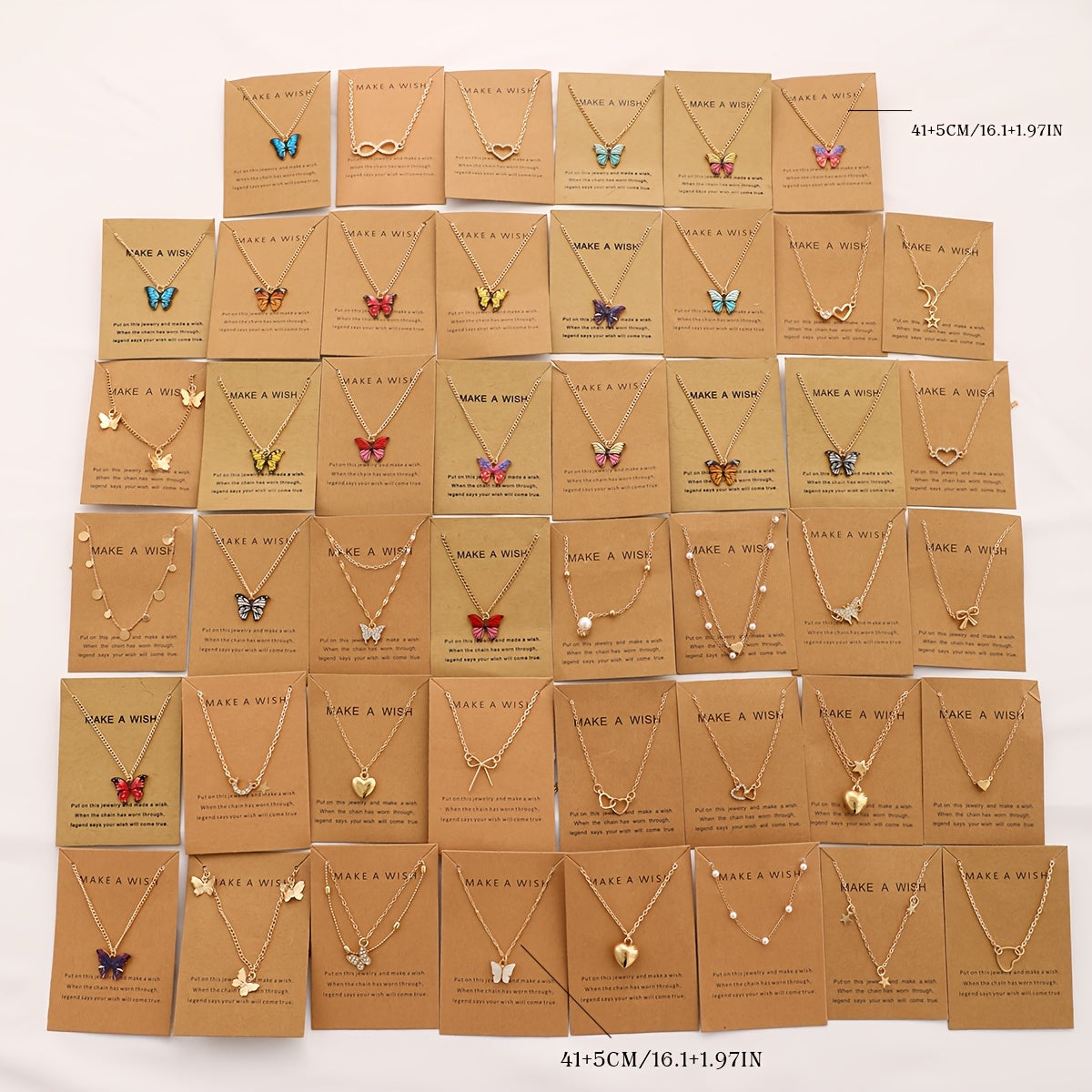 Random 21pcs/10pcs/6pcs Minimalist Fashion Star Moon Heart Bow Rhinestone Drip Oil Butterfly Necklace Set Women'S Dating Vacation Daily Matching Party Anniversary Holiday Gift Valentine'S Day Mother'S Day (With Cardboard)