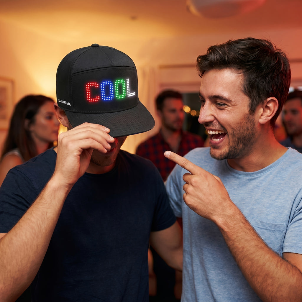 Programmable LED Light-Up Hat, Scrolling Text Display Cap, Rechargeable Baseball Cap, 12×48 Pixel Screen, Club Hat, Party Music Festival Night Run Youth Gift, Unisex Hats, Comfortable and Adjustable